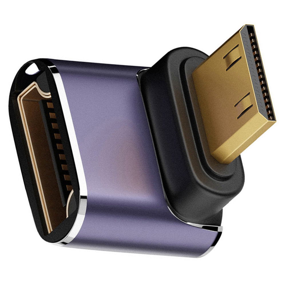 HD-038-C8K04 270-Degree Angled Mini HDMI Male to HDMI 2.1 Female Adapter Coupler Right Angle L-Shaped HD Video Extender Supporting 8K 60Hz High Resolution