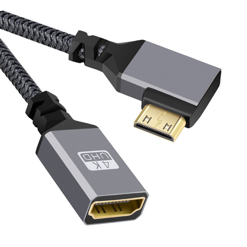 HD-004-LE Mini HDMI 1.4 Male 90 Degree Angled to HDMI Female Adapter 4K Ultra HD Video Cable