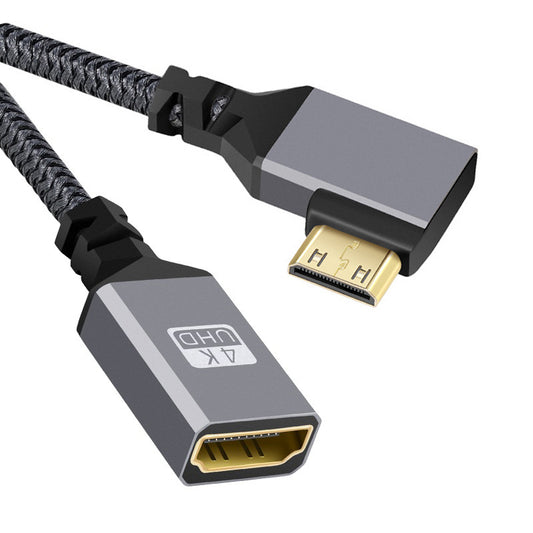 HD-004-LE Mini HDMI 1.4 Male 90 Degree Angled to HDMI Female Adapter 4K Ultra HD Video Cable