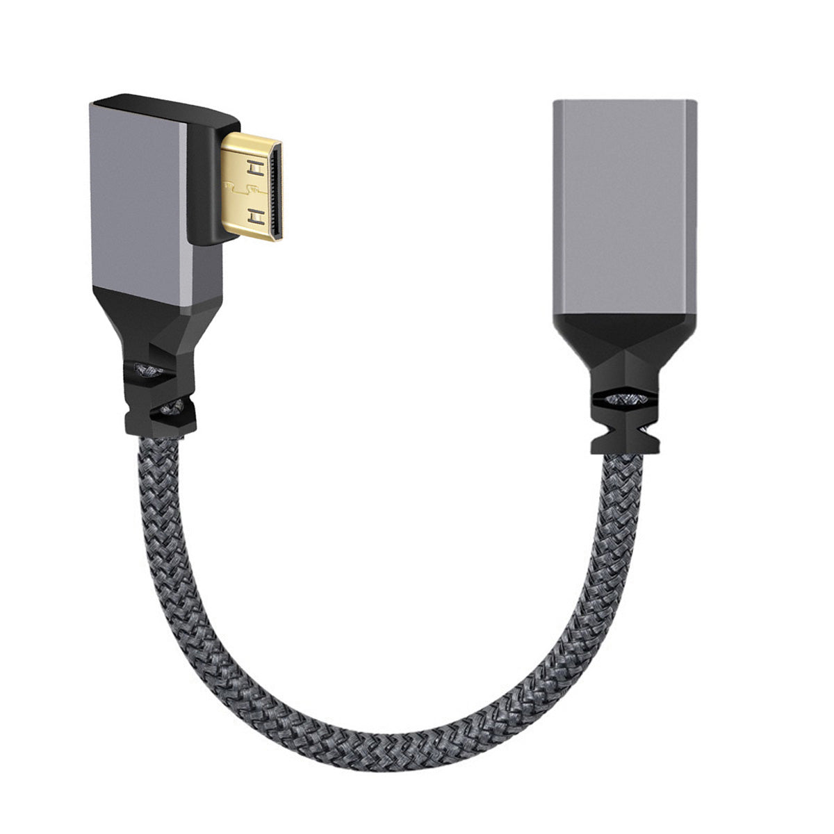 HD-004-LE Mini HDMI 1.4 Male 90 Degree Angled to HDMI Female Adapter 4K Ultra HD Video Cable