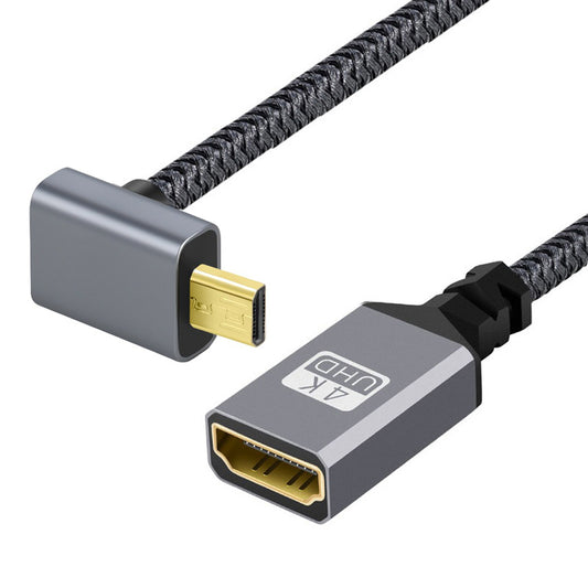 HD-012-UP Micro HDMI 1.4 Male 90 Degree Angled to HDMI Female 4K Video Extension Cable Metal Connector Adapter Cord