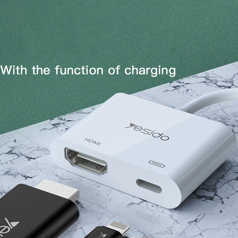 YESIDO HM06 Lightning to HDMI 1080P HD Video Converter Adapter with PD Charging Port