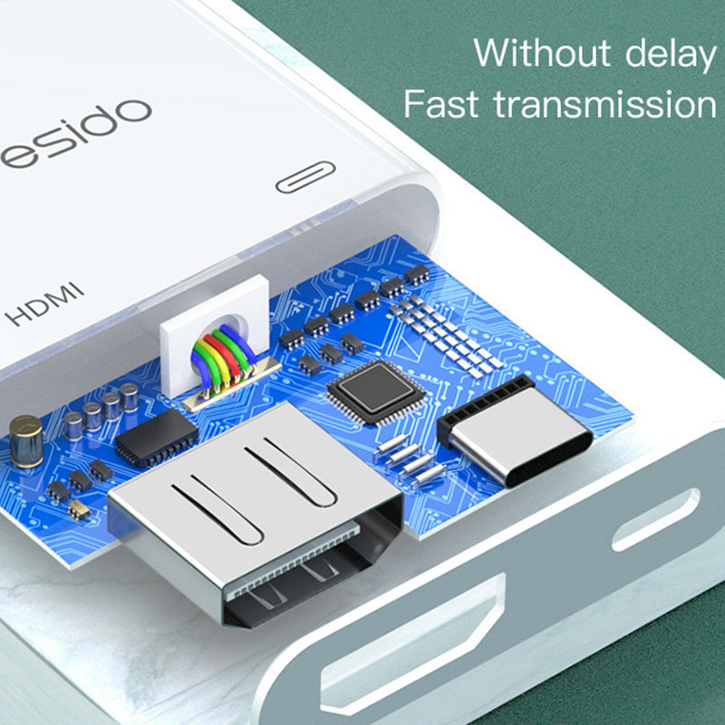 YESIDO HM06 Lightning to HDMI 1080P HD Video Converter Adapter with PD Charging Port