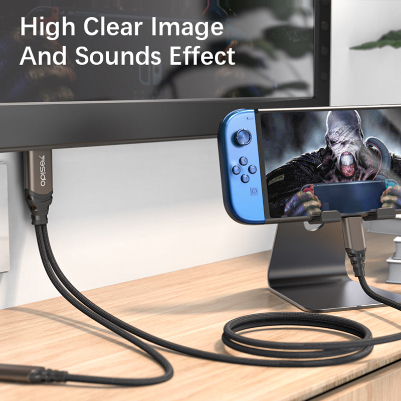 YESIDO HM07 1.8m 4K / 60Hz Type-C to HDMI HD Video Adapter Cable with PD Power Source Port