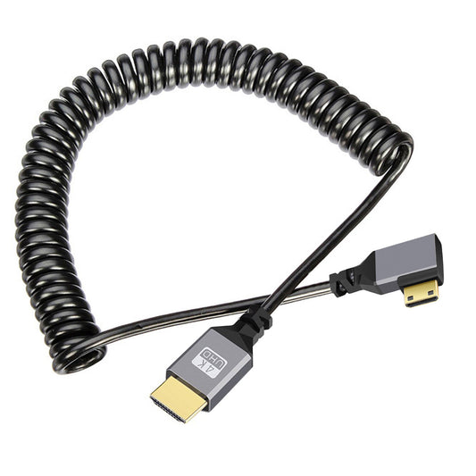 HD-036-RI Mini HDMI 1.4 Male to HDMI Male Cable Ultra HD 4K 60Hz Right Angled 90 Degree Stretch Coiled Cord
