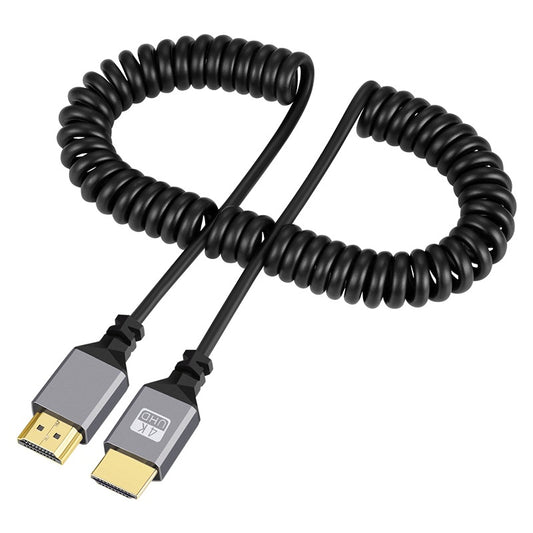 HD-035 HDMI 2.0 Male to Male 4K Spring Spiral Cable Straight Connection Line for HDTV Computer Laptop Monitor