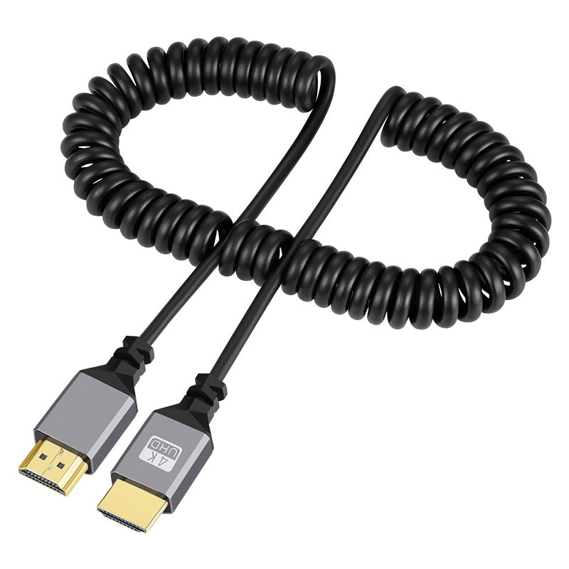 HD-035 HDMI 2.0 Male to Male 4K Spring Spiral Cable Straight Connection Line for HDTV Computer Laptop Monitor
