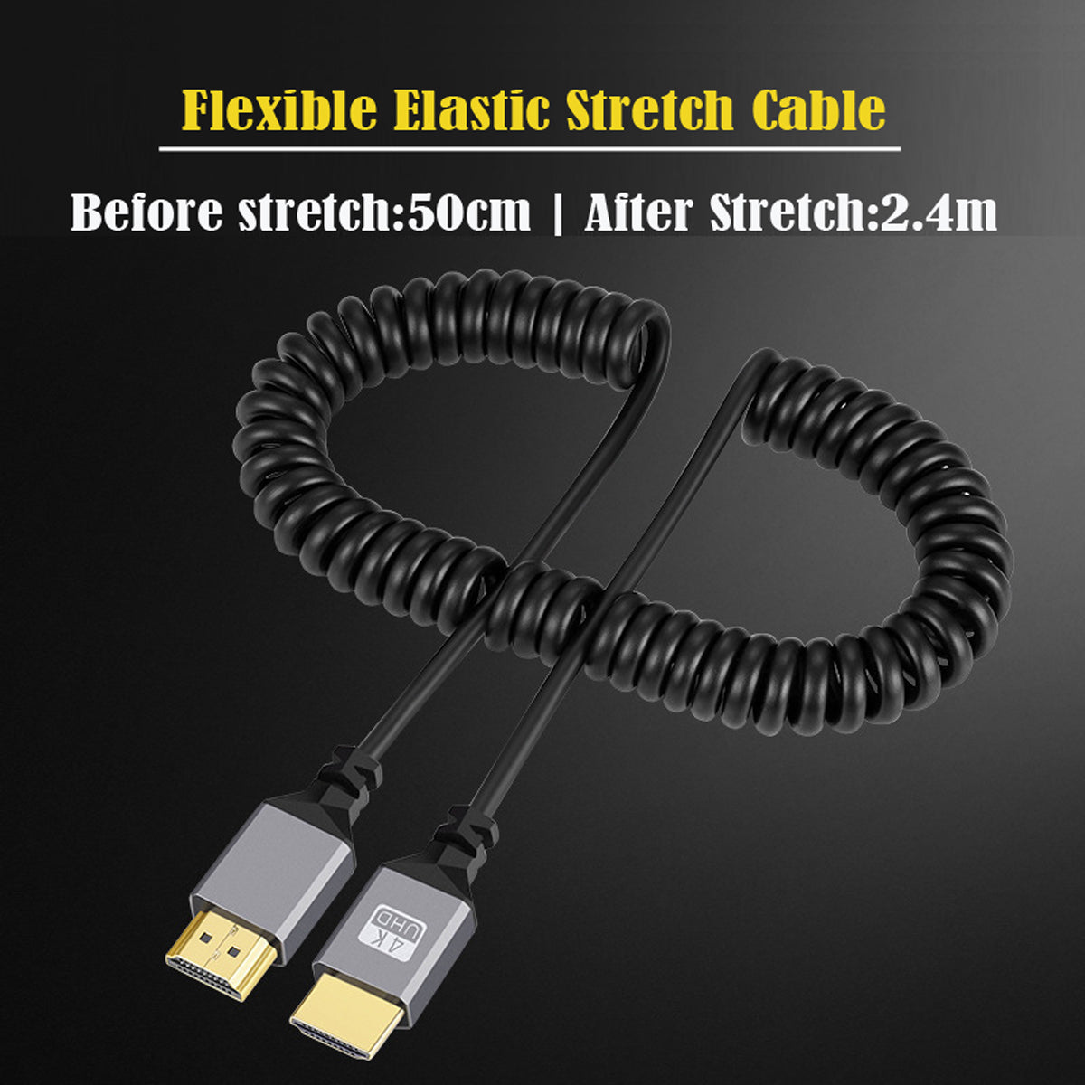 HD-035 HDMI 2.0 Male to Male 4K Spring Spiral Cable Straight Connection Line for HDTV Computer Laptop Monitor