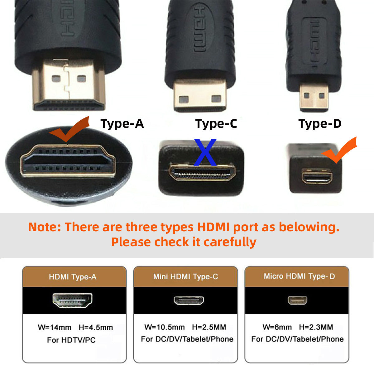 HD-037-BK Micro HDMI 1.4 Male to HDMI Male Stretch Coiled Cable 4K 60Hz Straight Connector Cord for HDTV PC Laptop Monitor