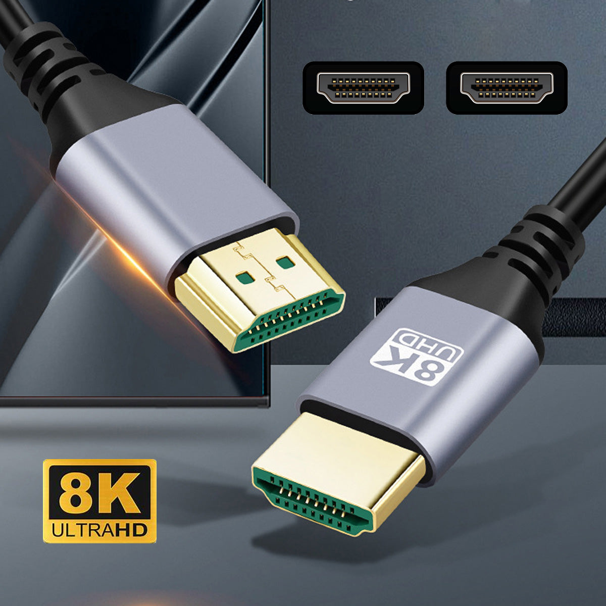 HD-028-3.0M 3m HDMI 2.1 8K 4K HDTV Connection Cord High-Speed HDMI Male to Male Slim Cable (OD=4.0MM)