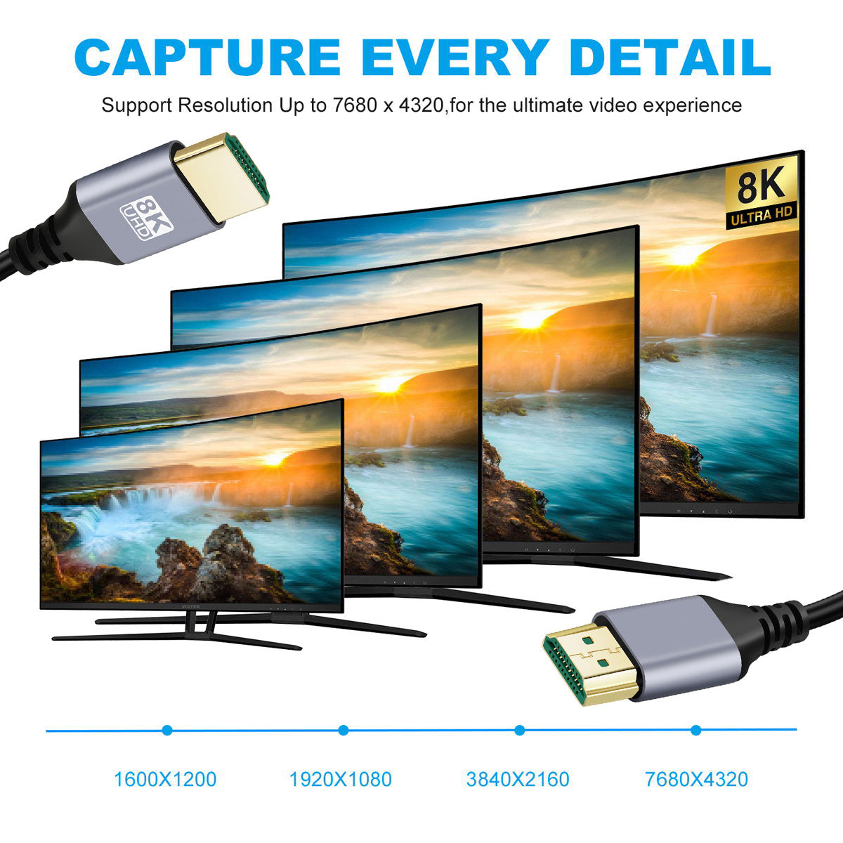 HD-028-3.0M 3m HDMI 2.1 8K 4K HDTV Connection Cord High-Speed HDMI Male to Male Slim Cable (OD=4.0MM)