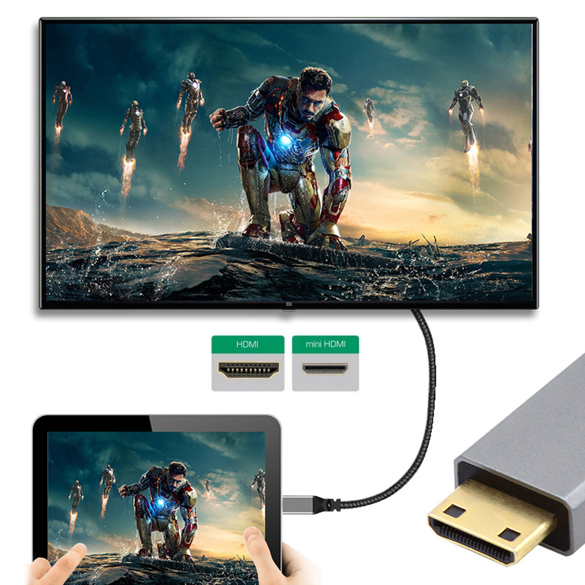 HD-039-1.0M Micro HDMI to HDMI Display Cable Gold Plated High-Speed 8K@60hz HDMI Cord