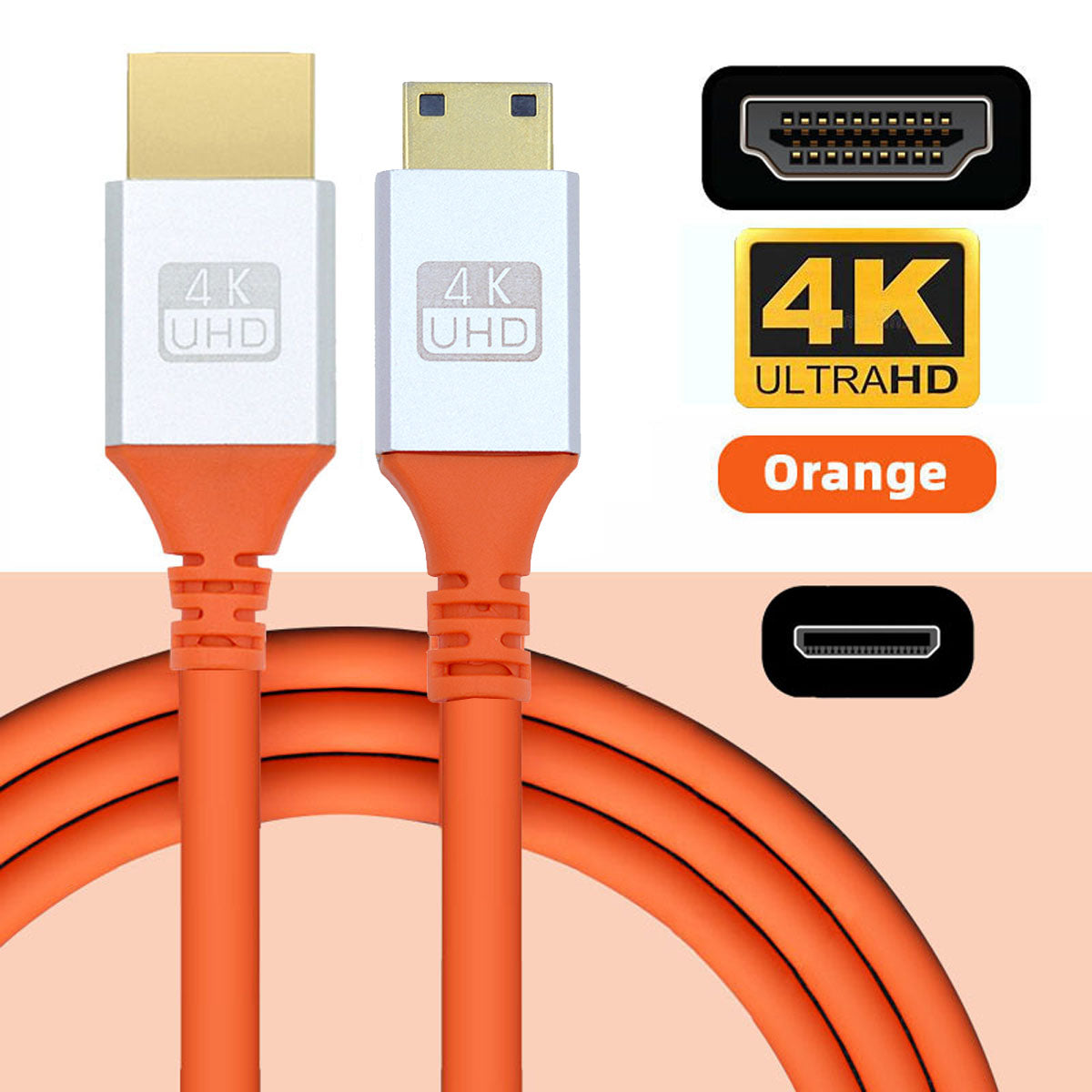 HD-010-2.0M PVC Shell Mini HDMI Male to HDMI Male Adapter Cord Computer Laptop 4K HD Video Transmission Cable (OD=4.8MM)