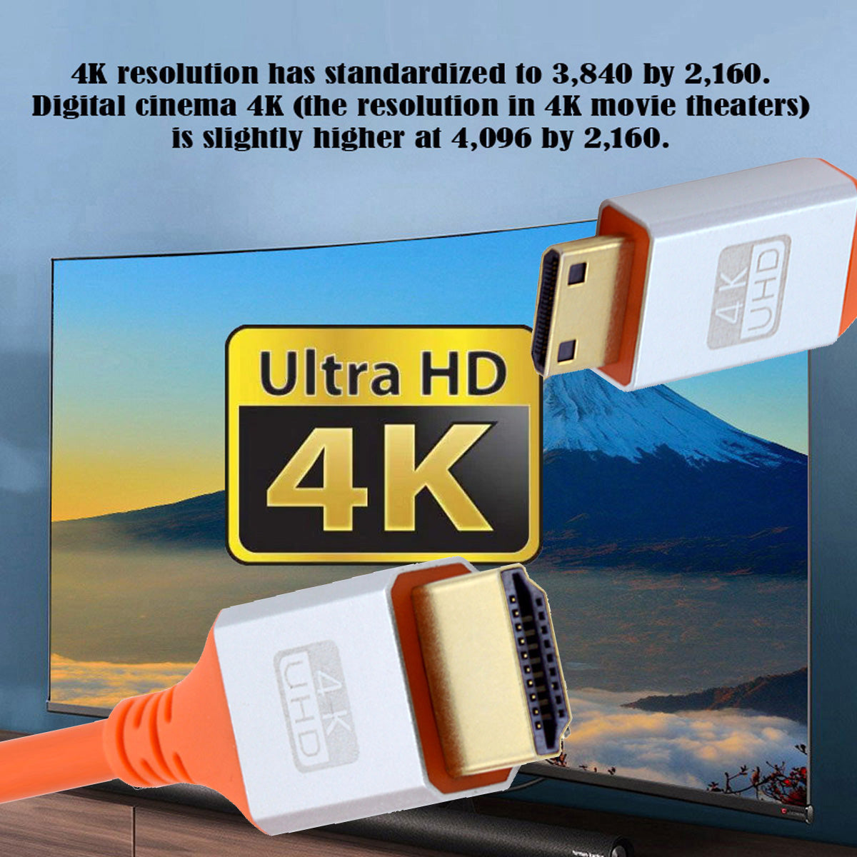 HD-010-2.0M PVC Shell Mini HDMI Male to HDMI Male Adapter Cord Computer Laptop 4K HD Video Transmission Cable (OD=4.8MM)