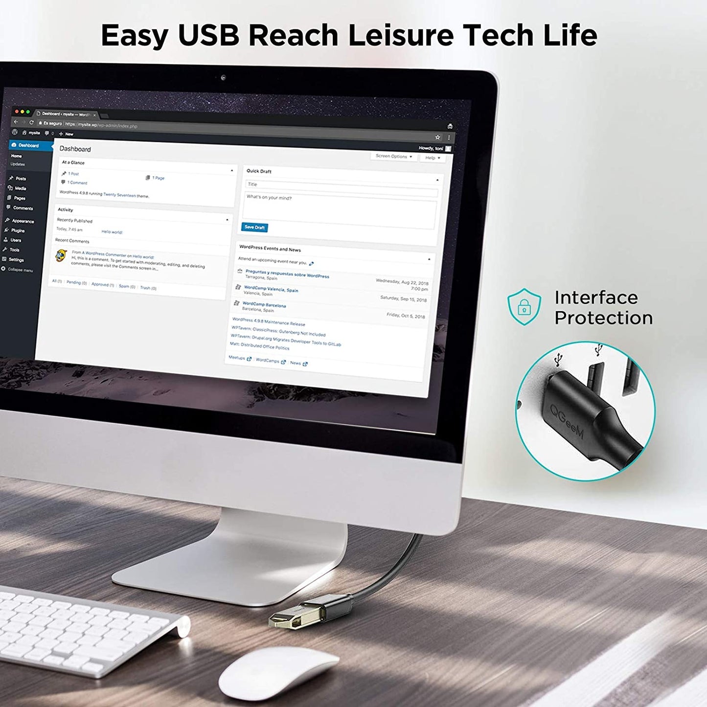 Uniqkart QG-CVQ21 1m USB 3.0 Extension Cable Male to Female Adapter Cord