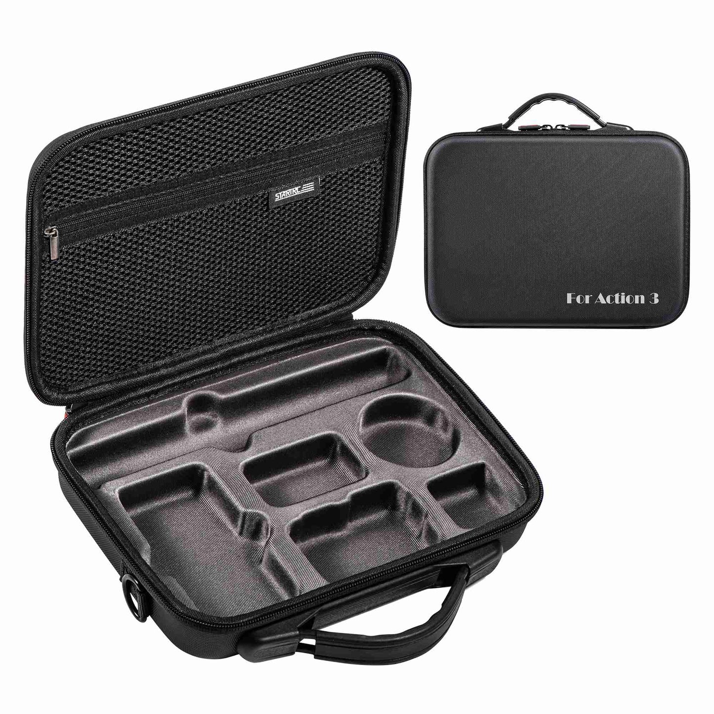 Uniqkart 1111360 For DJI Osmo Action 3 Portable Shockproof Camera and Accessories Carrying Case Zipper Storage Bag - Black