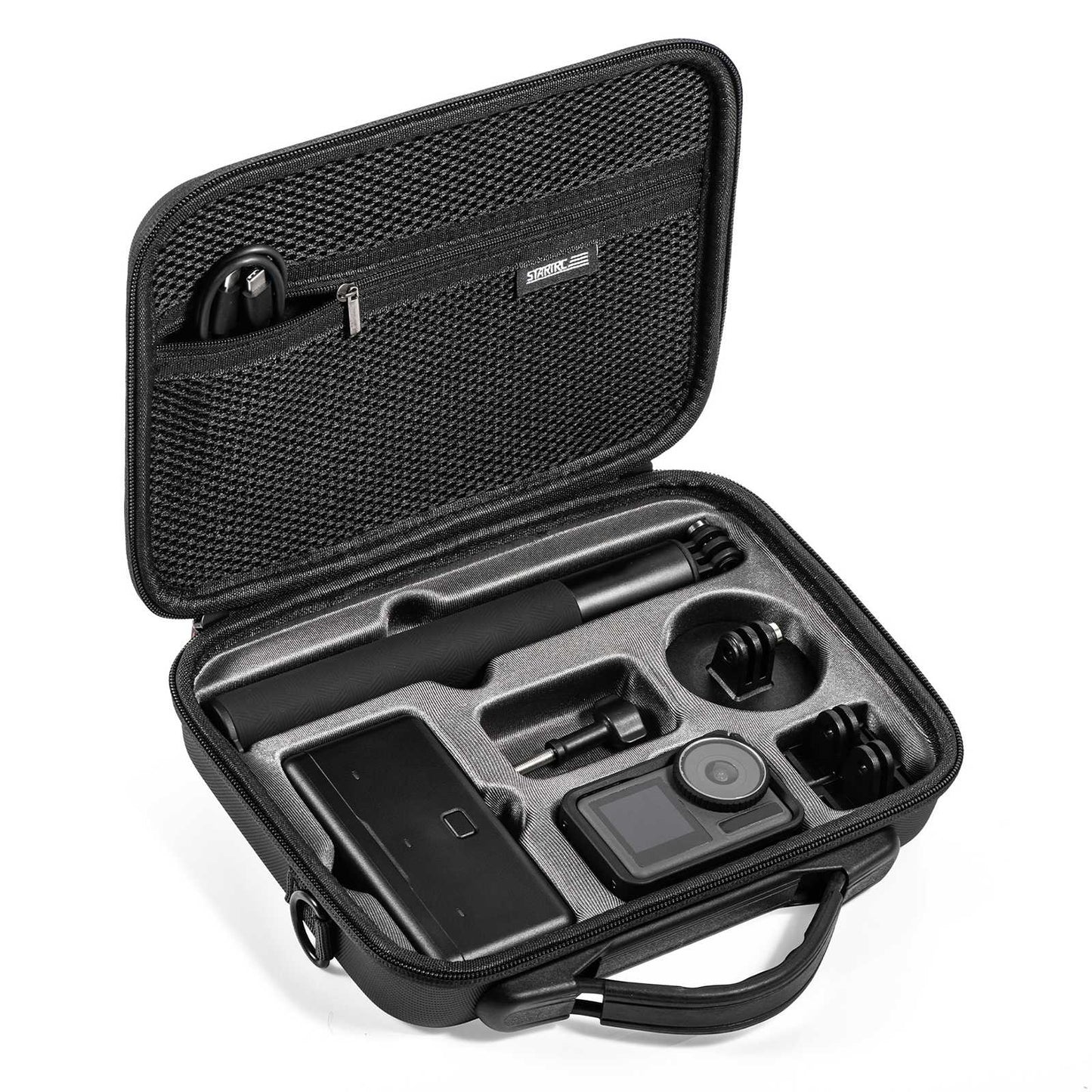 Uniqkart 1111360 For DJI Osmo Action 3 Portable Shockproof Camera and Accessories Carrying Case Zipper Storage Bag - Black