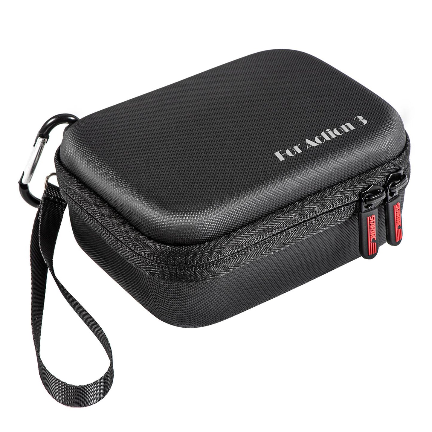 Uniqkart For DJI Osmo Action 3 Portable Shockproof Carrying Case Camera Storage Bag with Carabiner and Hand Strap - Black