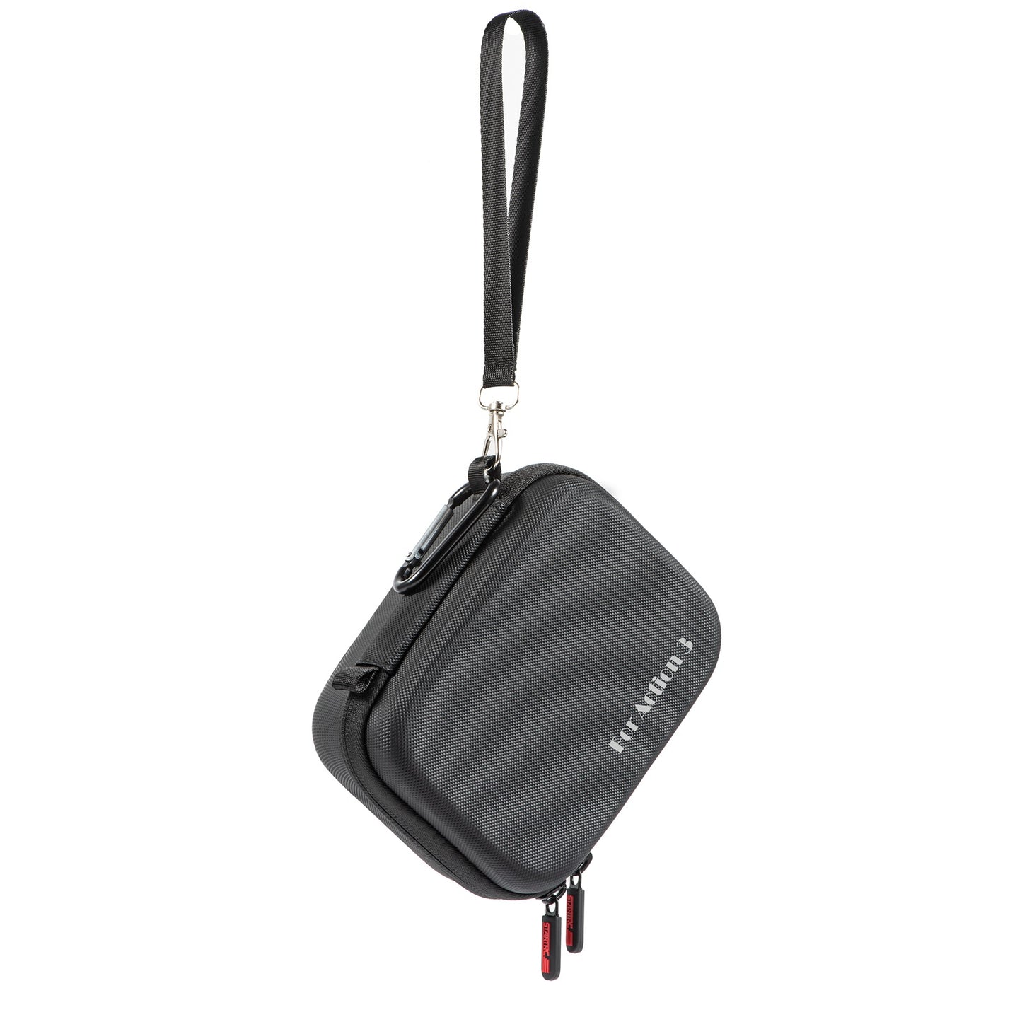 Uniqkart For DJI Osmo Action 3 Portable Shockproof Carrying Case Camera Storage Bag with Carabiner and Hand Strap - Black