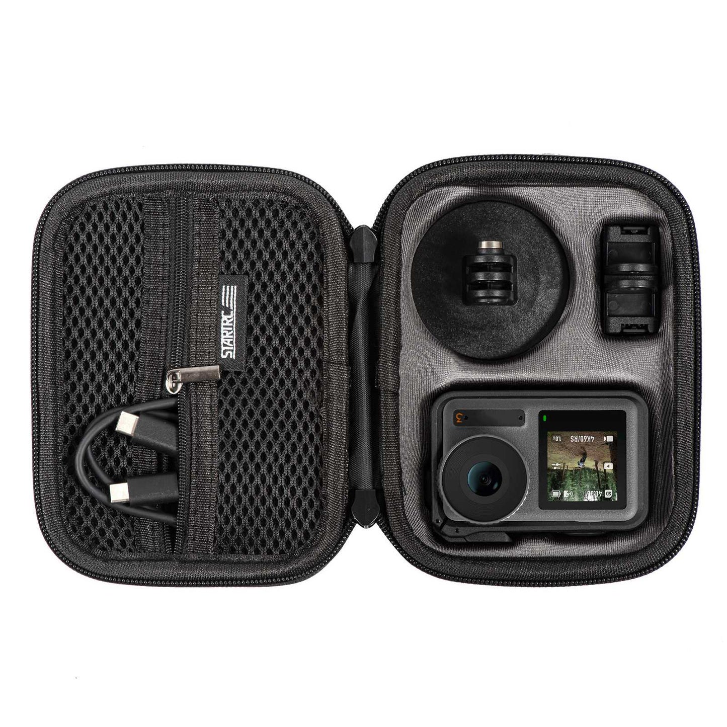 Uniqkart For DJI Osmo Action 3 Portable Shockproof Carrying Case Camera Storage Bag with Carabiner and Hand Strap - Black