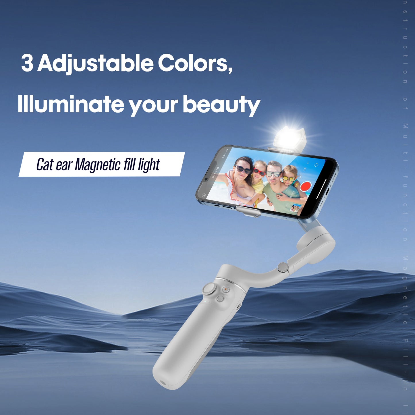 Uniqkart 1YTY0001 For DJI OM6 / OM SE / OM 5 / OM4 SE Magnetic Fill Light 3 Light Modes Phone Video Vlog Fill Light