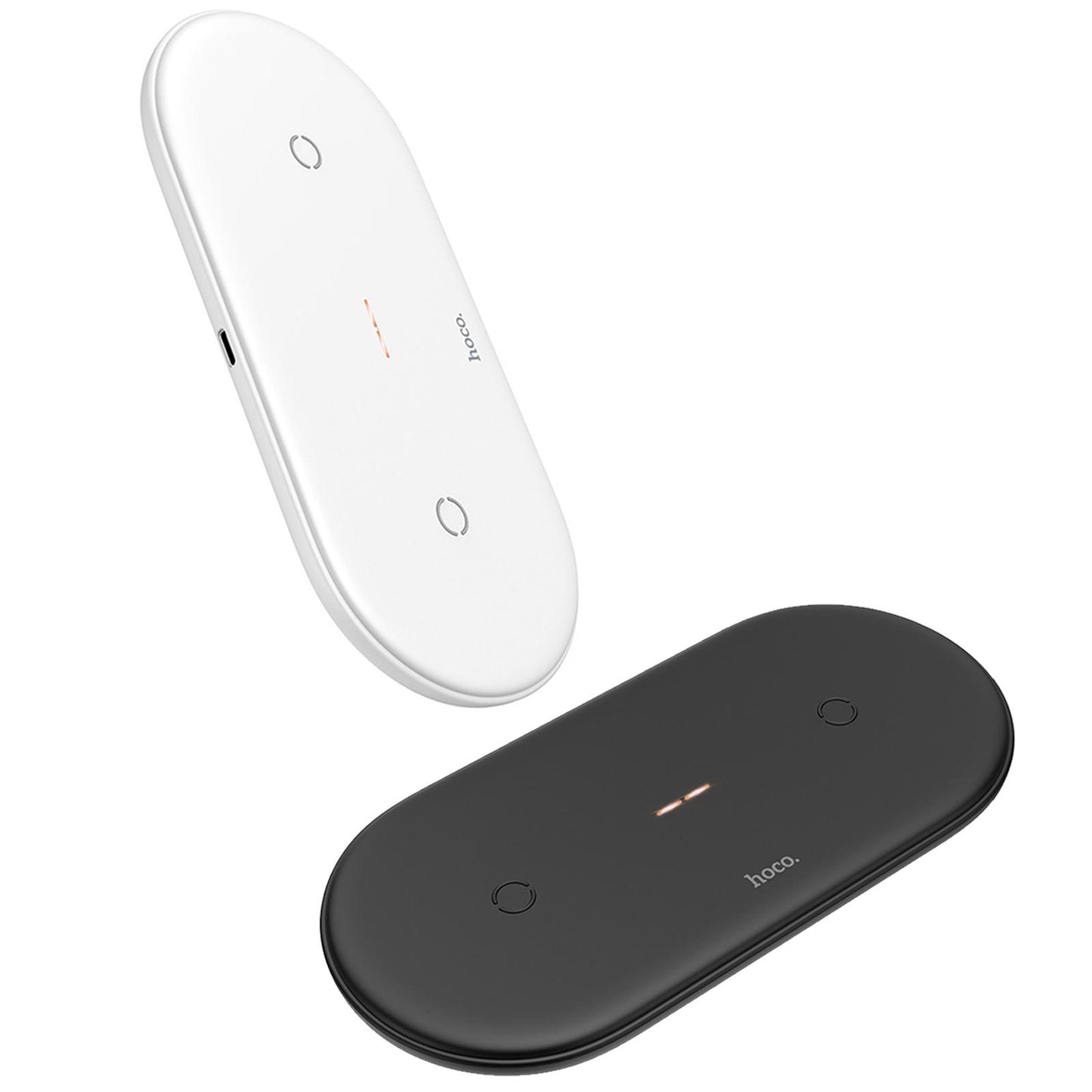 2 in 1 Qi Wireless Charger Pad Fast Dual Charge for Smart Phones Black