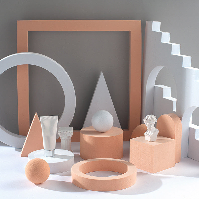 2pcs/Set Foam Geometric Cube Photography Backgrounds Props Accessories Photo Studio Backdrops - White