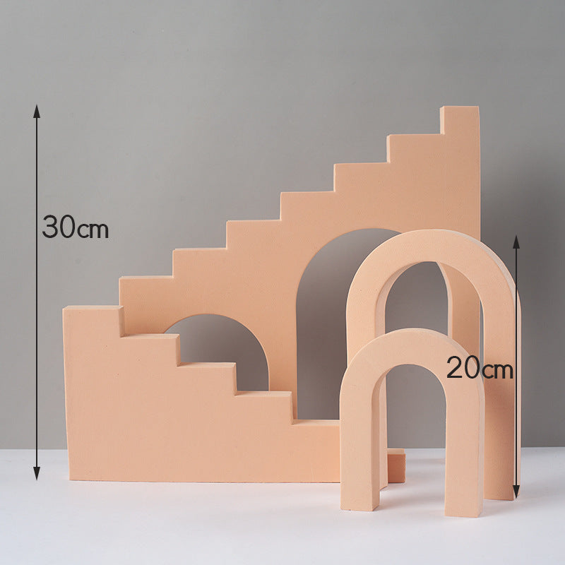 4Pcs/Set Ladder & Arch Table Ornament Jewelry Cosmetics Shooting Background Geometric Photography Prop - Nude