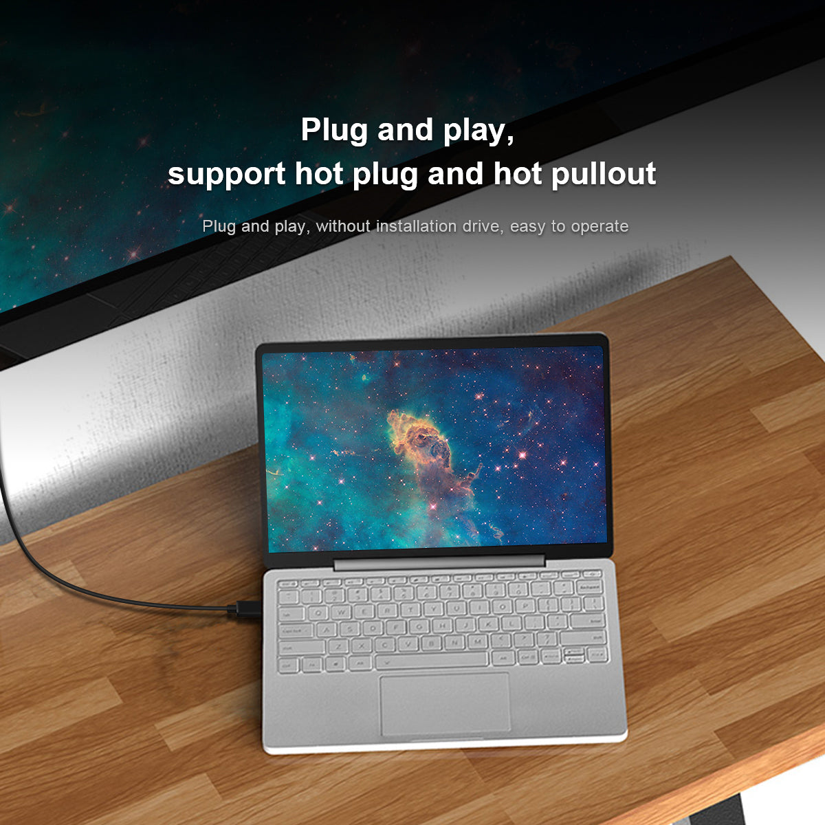 Uniqkart UA17 1.2m USB-C Male to VGA Male Adapter Cable HD Video Conversion Cable