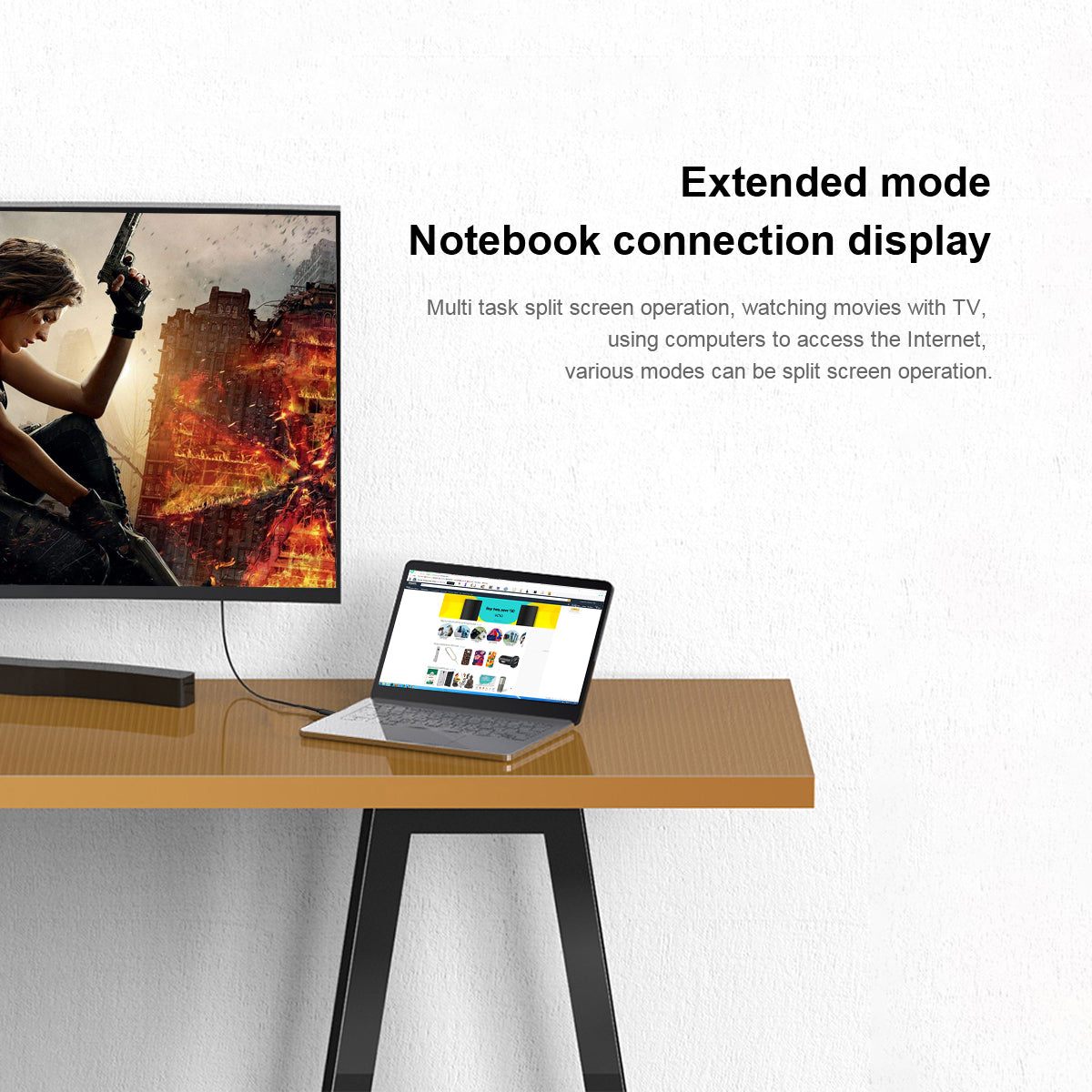 Uniqkart UA17 1.8m USB-C Male to VGA Male 1080P HD Video Adapter Cable