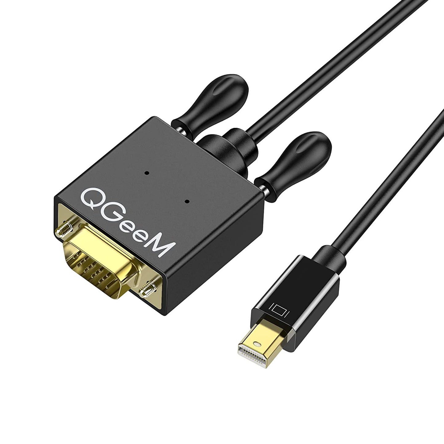 Uniqkart QG-HD29 Mini DisplayPort to VGA Adapter Mini DP Male to VGA Male Converter Compatible with Computer HDTVs Monitors Projectors 1.8m