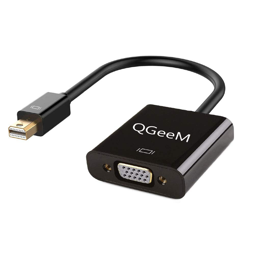 QG-HD17 Mini DP to VGA Adapter Mini Displayport Male to VGA Female Gold-plated Converter Compatible with MacBook Air/Pro/Surface Pro/Monitors