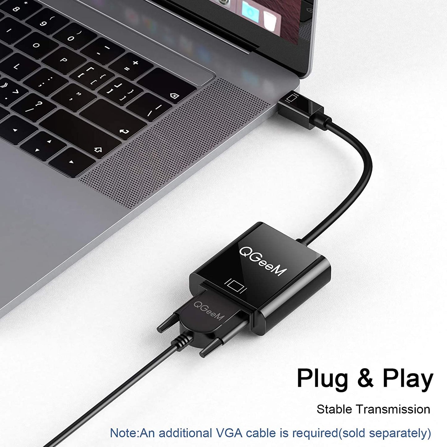 QG-HD17 Mini DP to VGA Adapter Mini Displayport Male to VGA Female Gold-plated Converter Compatible with MacBook Air/Pro/Surface Pro/Monitors