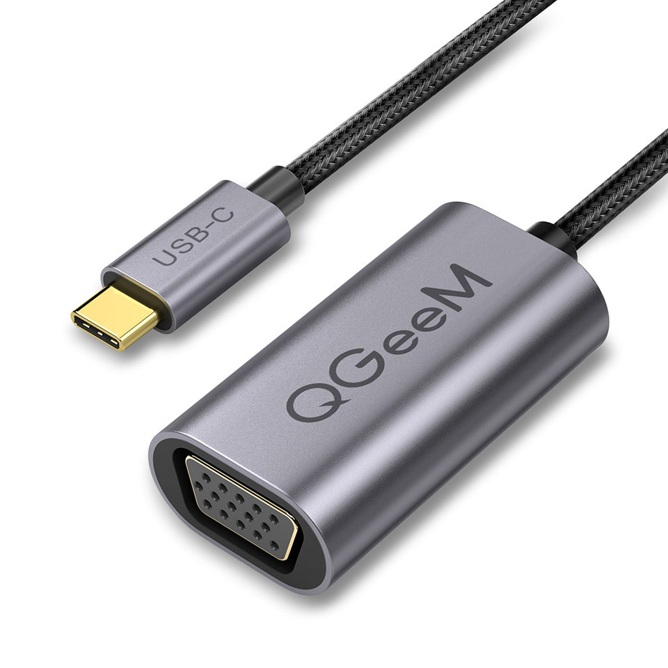 Uniqkart QG-UA07 VGA to USB-C Adapter Type-C Male to VGA Female Converter Compatible with Thunderbolt3 MacBook Pro 2019/18/17 (0.1m)