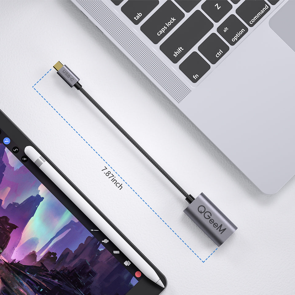 Uniqkart QG-UA07 VGA to USB-C Adapter Type-C Male to VGA Female Converter Compatible with Thunderbolt3 MacBook Pro 2019/18/17 (0.1m)