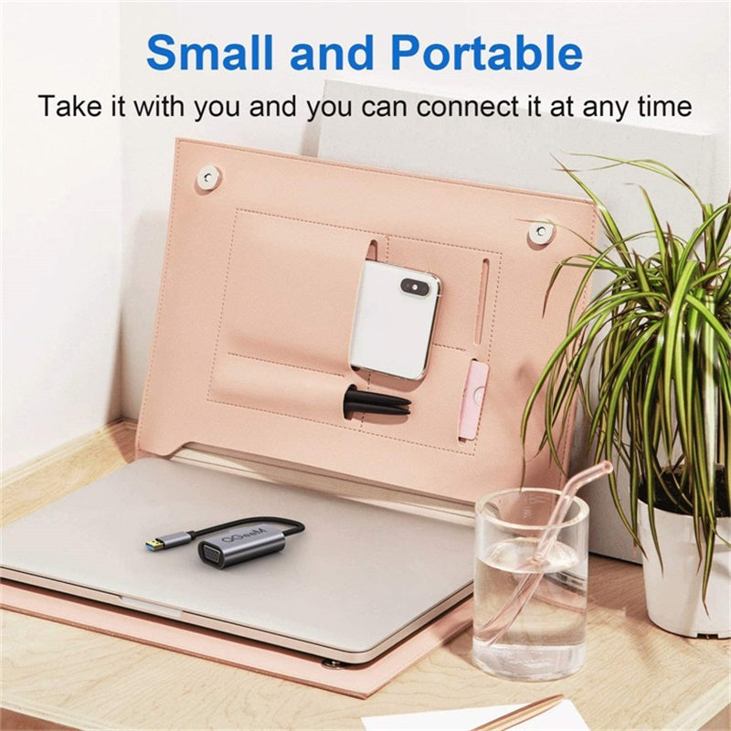 Uniqkart QG-UA07-A USB 3.0 to VGA Adapter USB Male to VGA Female Multi-Monitor Video Converter Compatible with Monitor Projector HDTV