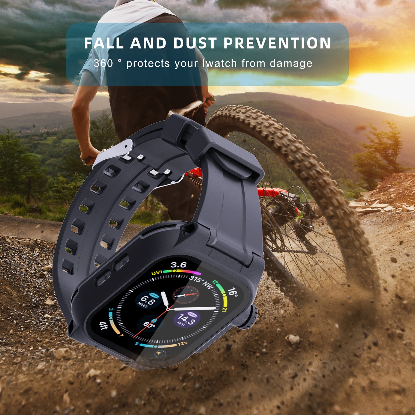 SHELLBOX For Apple Watch Series 8 41mm / 7 41mm IP68 Waterproof Case with Silicone Watch Band Smart Watch Protector Replacement Strap