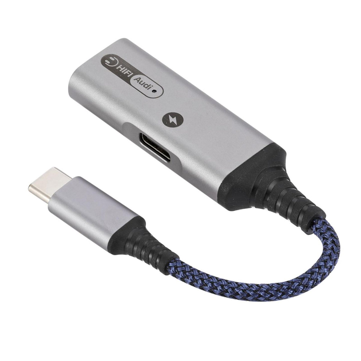 2 in 1 USB Type C to AUX Charger Adapter PD 60W Fast Charging MH338A Blue
