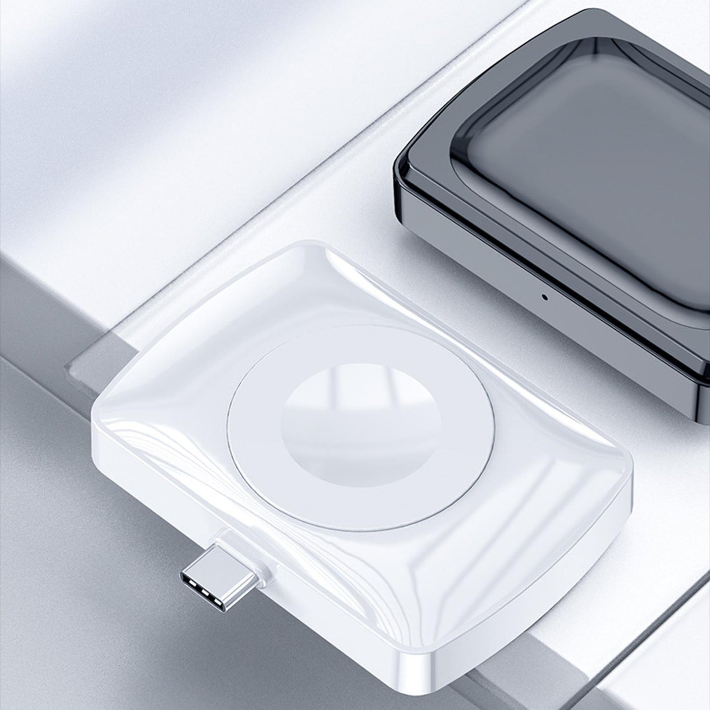 2 in 1 Wireless Charger Fast Charging for iWatch SE 7/6/5/4/3/2/1 White