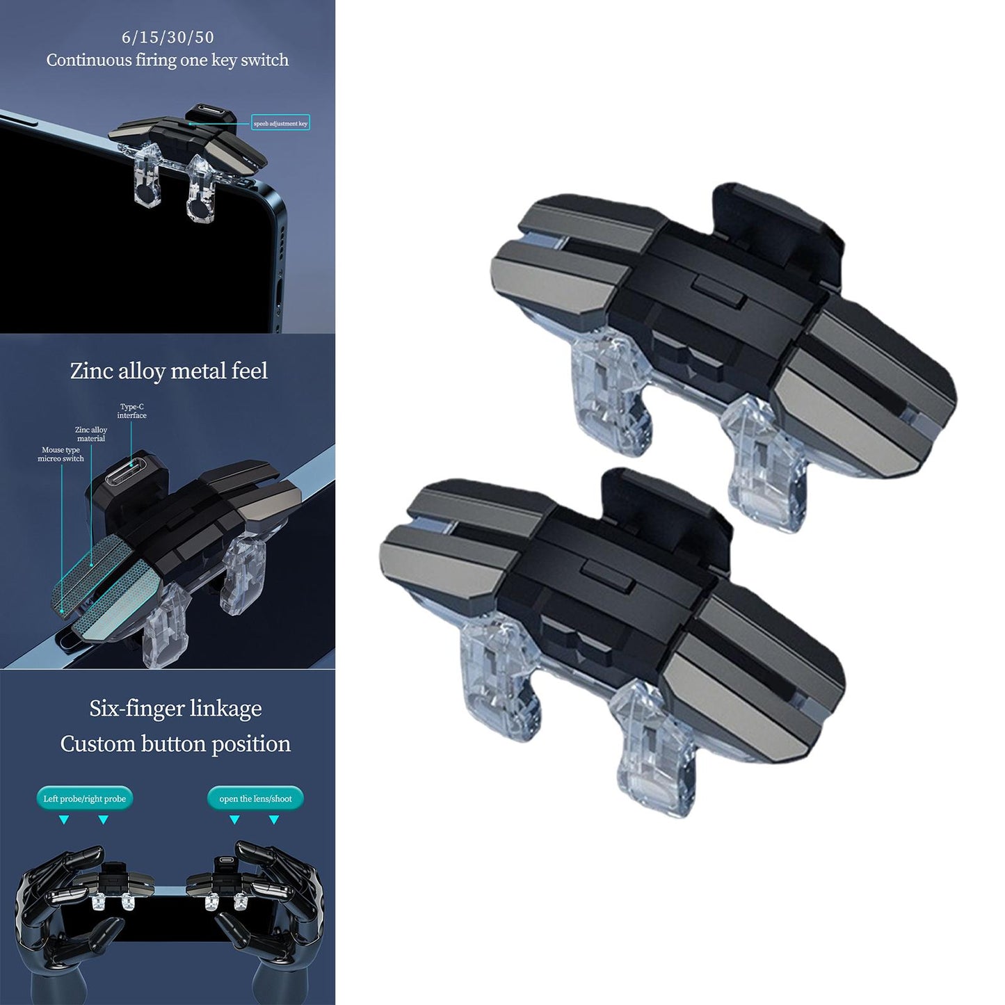 2 Pieces Mobile Game Trigger for Portable Mobile Joystick Trigger 2pcs normal