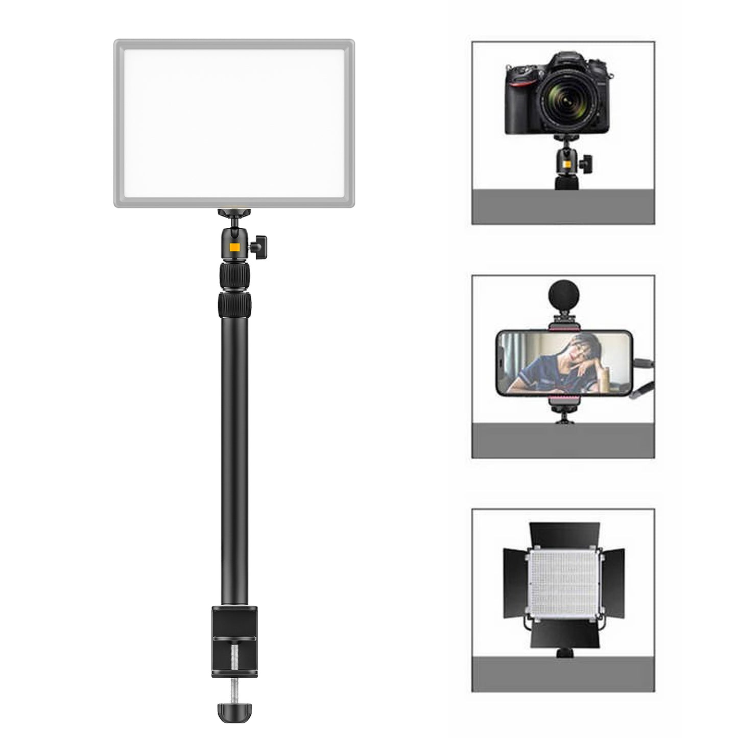 VIJIM LS01 96cm Adjustable Tabletop Stand with Removable Ballhead 1/4 Screw for LED Ring Light