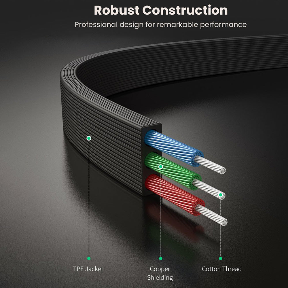 Uniqkart 1m 10597 Right Angle 3.5mm to 3.5mm Male to Male Flat Cable Audio Cord