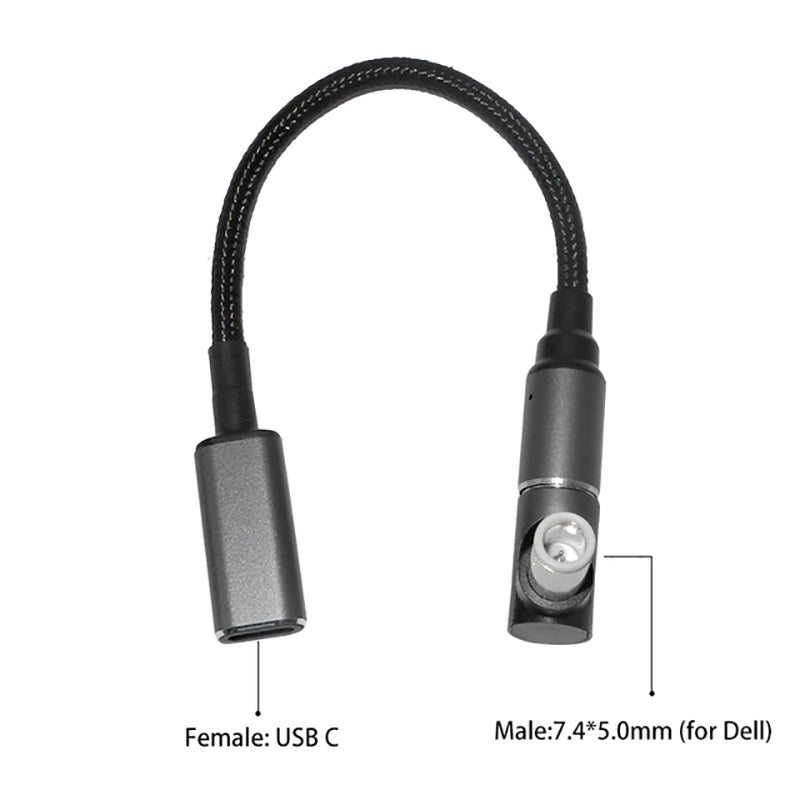 Uniqkart for Dell Latitude D505 D510 D800 D810 D820 E5530 E5400 E6500 100W Notebook Charging Cable USB C to 7.4*5.0mm Magnetic Converter Cord