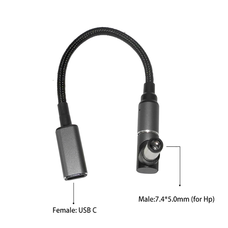 Uniqkart for HP Laptop USB C to 7.4*5.0mm Magnetic Converter Power Cord 100W Fast Charge Cable