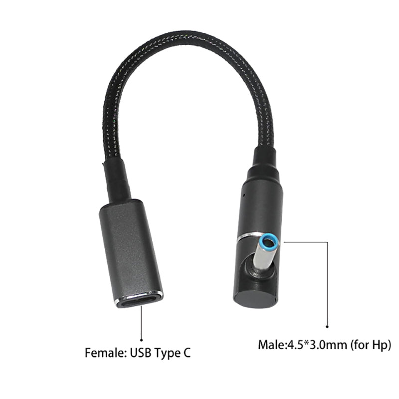 Uniqkart for HP Envy EliteBook 820 G3 820 G4 840 G3 840 G4 1040 100W Fast Charging Magnetic USB C to 4.5*3.0mm Converter Cable