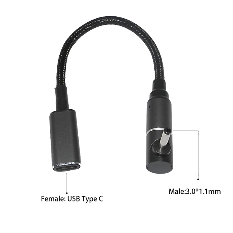 Uniqkart for Asus Acer LG Samsung Laptop Universal USB C Female to 3.0mm*1.1mm Male Magnetic Converter Cable Support 100W Fast Charging