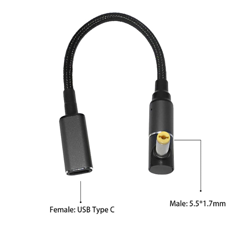Uniqkart for Acer Laptop 19V 3.42A 4.74A 100W Fast Charging Cable + USB C to 5.5mm*1.7mm Magnetic Converter