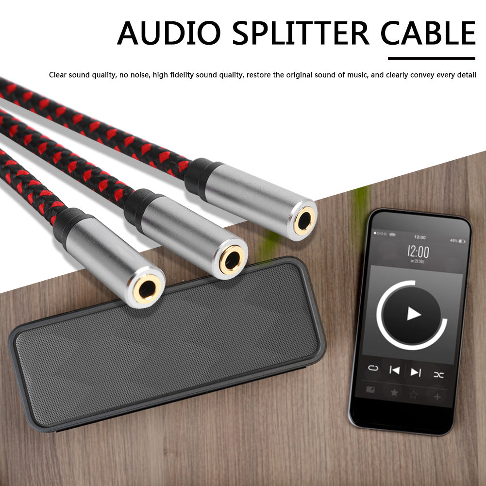 30cm 3.5mm Female to 3 3.5mm Female Jack Audio Cable Headphone Splitter Cord
