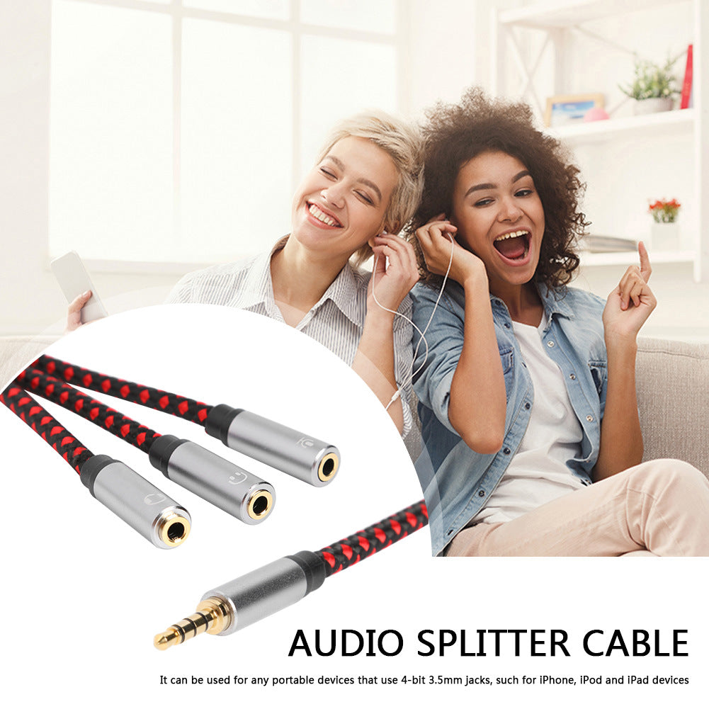 3.5mm Male Stereo Audio Splitter Cable 1 Male to 3 Female AUX Jack Headphone Microphone Adapter Cord for iPhone/Android