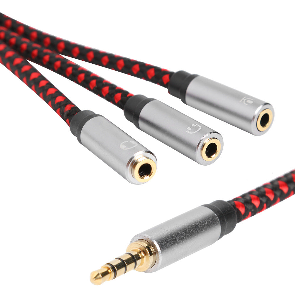 3.5mm Male Stereo Audio Splitter Cable 1 Male to 3 Female AUX Jack Headphone Microphone Adapter Cord for iPhone/Android
